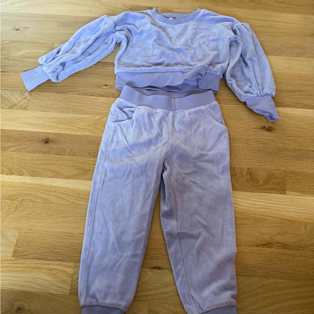 Janie & Jack lavender velour top and bottom set (size 4 bottom, size 5 top)